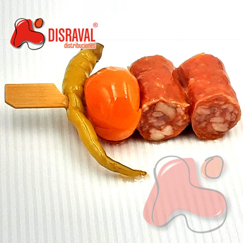 Chistorra con pimientos, cherry, rellenos de queso de cabra y piparra - DISRAVAL.ES
