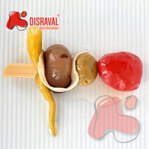 Pimiento, cherry con mousse de pato, cebollita caramelizada y jamón de pato - DISRAVAL.ES