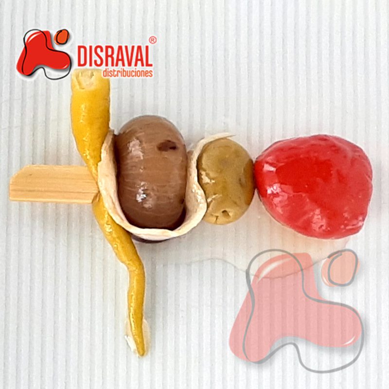 Pimiento, cherry con mousse de pato, cebollita caramelizada y jamón de pato - DISRAVAL.ES